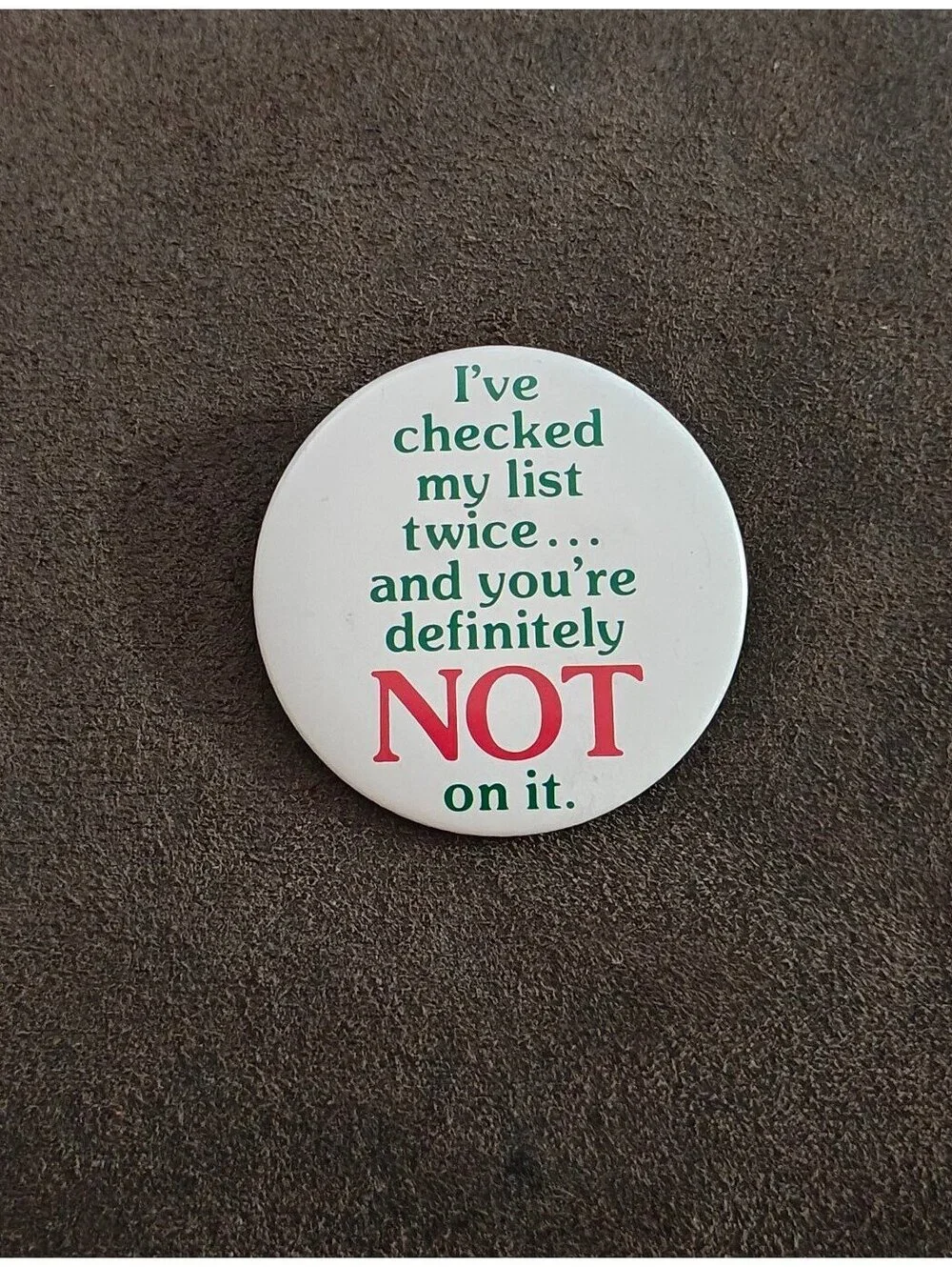 1980s Christmas Humorous Pin Button